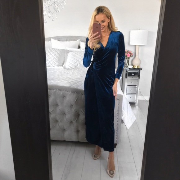 Elegant Winter Long Sleeve Vintage Wrap Dress - Picture 2 of 8